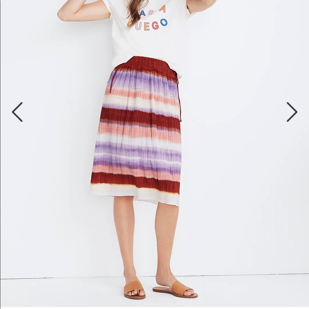 Madewell Texture and Thread Micropleat Midi-skirt in Ombré Rainbow